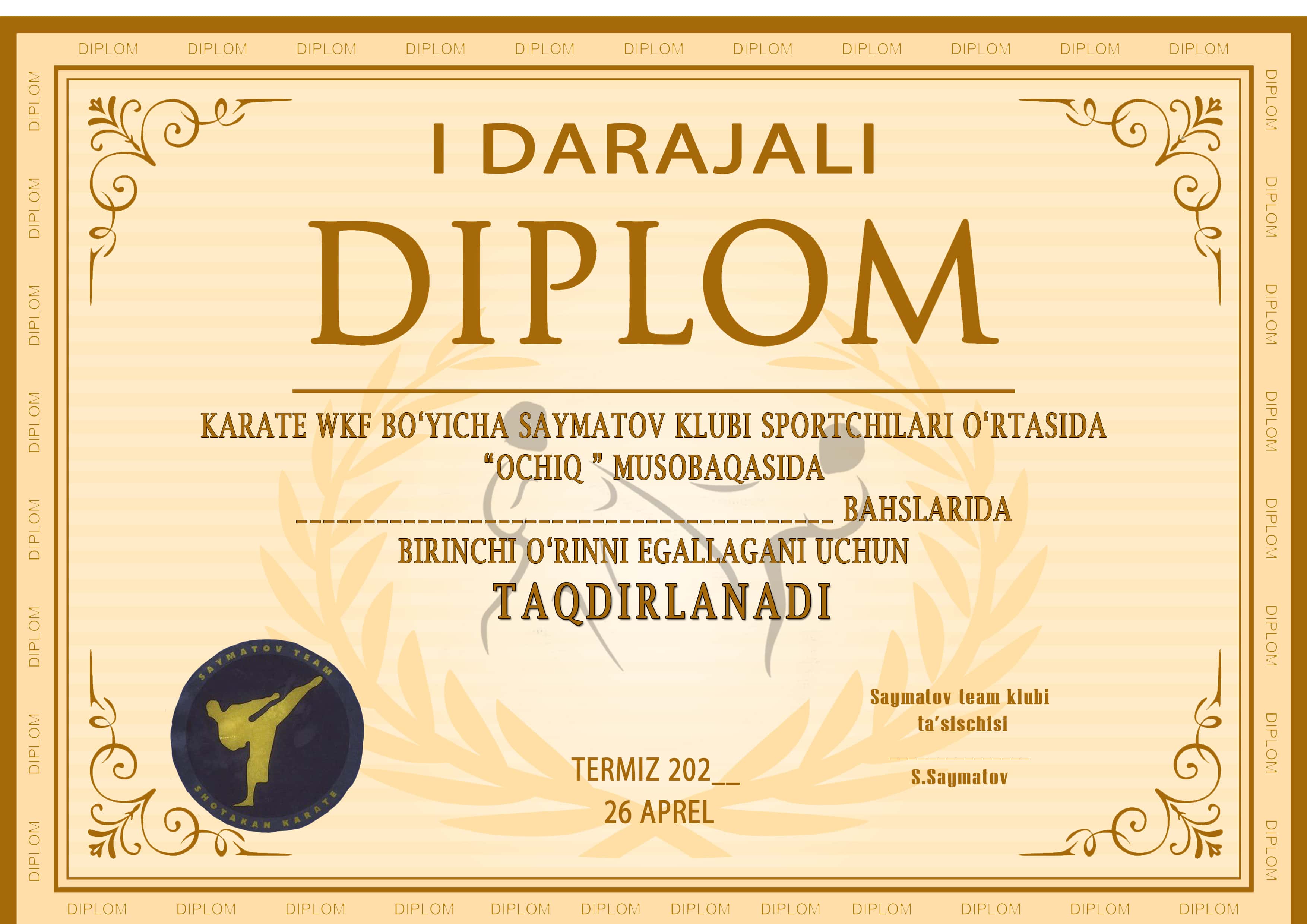 Diplom karate 1