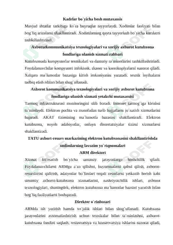 Maktab kutubonachisining lavozim yo'riqnomasi 4
