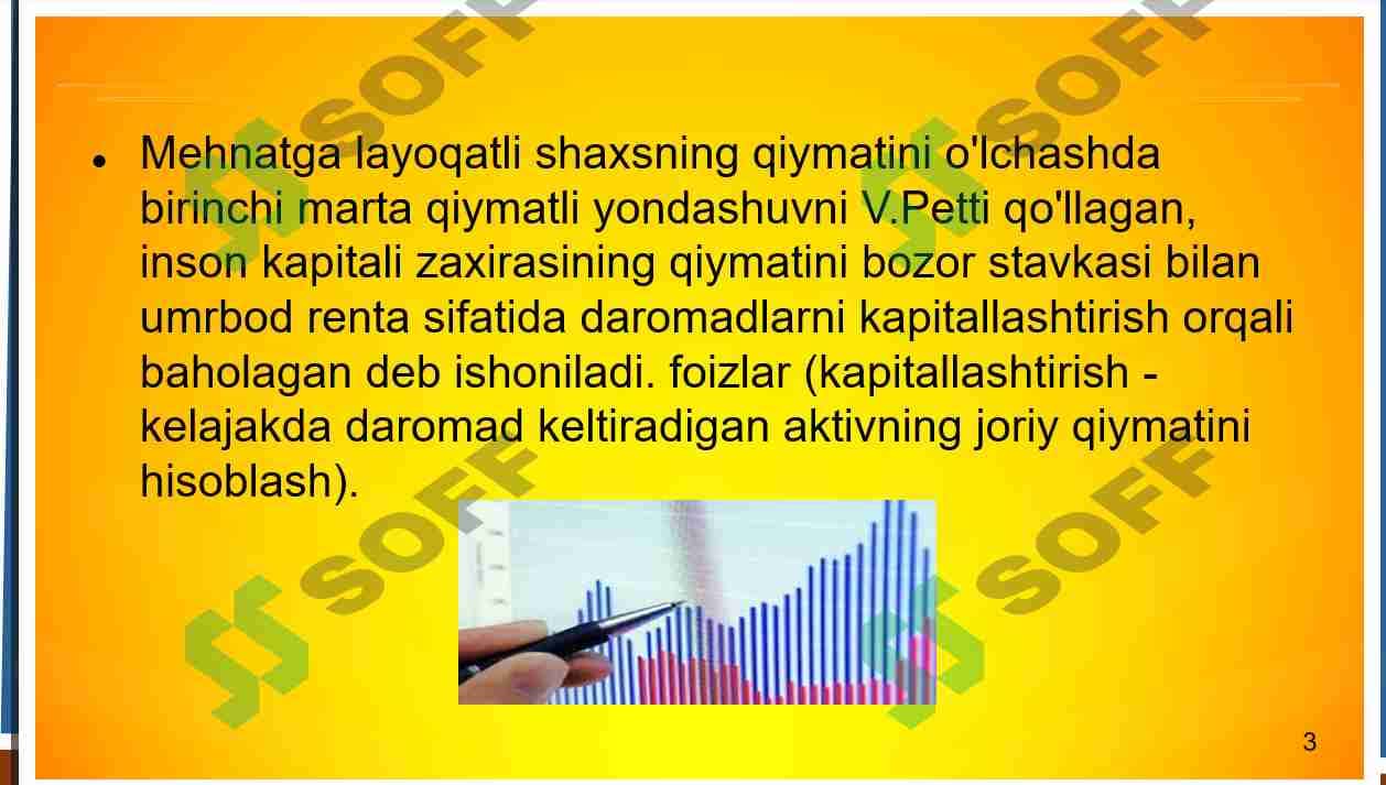 Inson kapitalidan foydalanish samaradorligini o’Ichash va baholash uslublari. 2