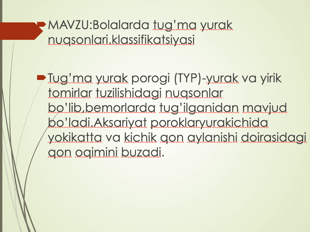 Bolalarda tug’ma yurak nuqsonlari klassifikatsiyasi