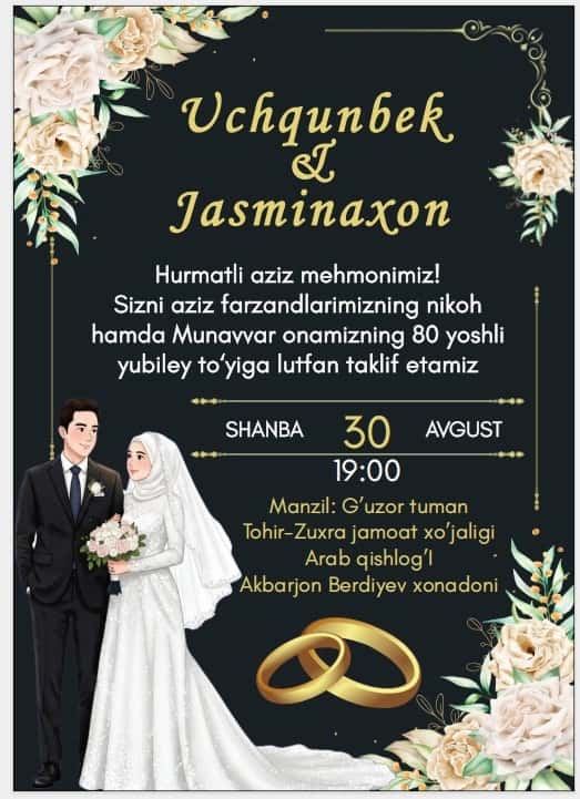 To'y taklifnomasi 1