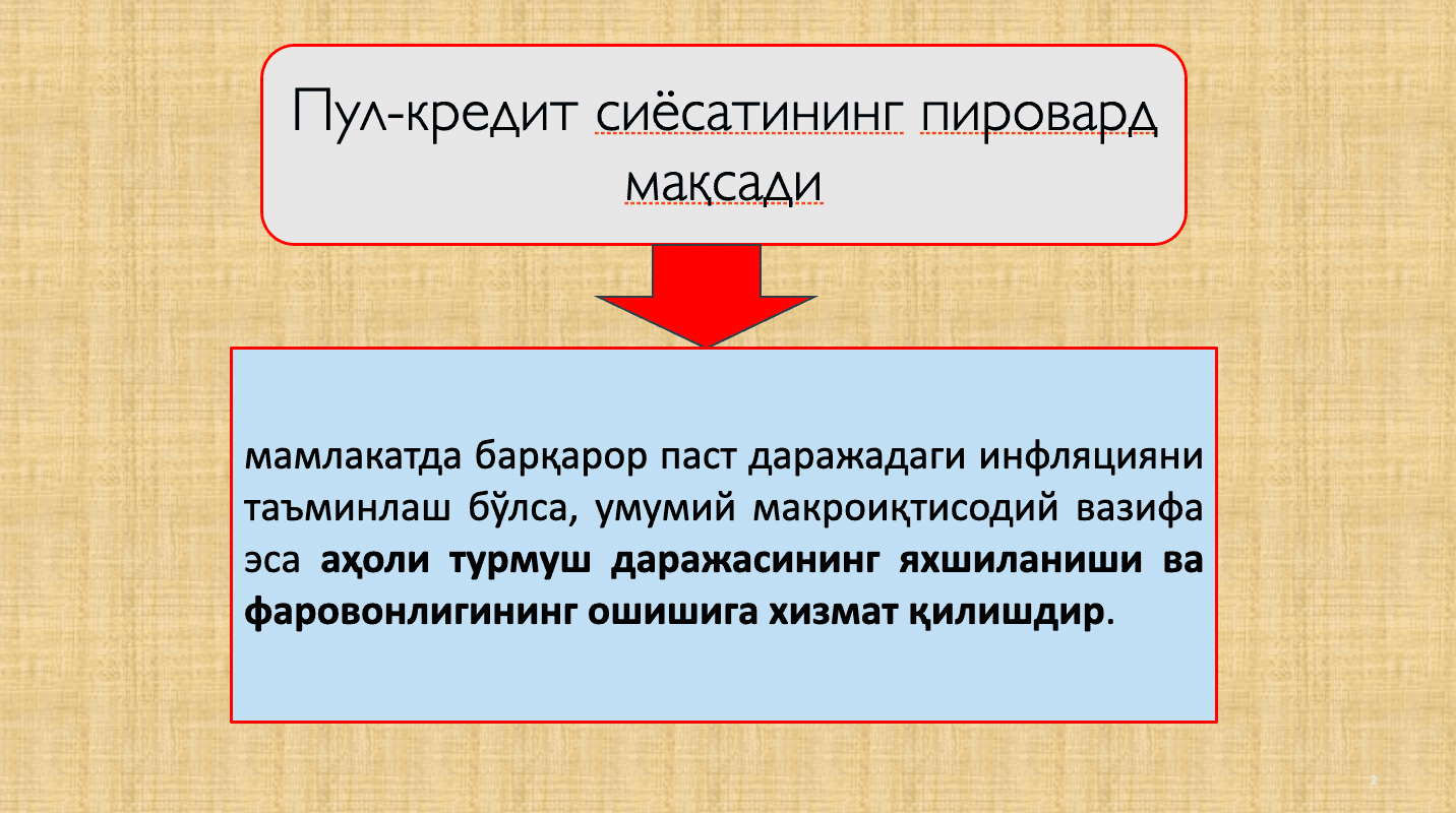 Миллий иктисодиётнинг барқарорлигини таъминлашда пул-кредит сиёсатининг ўрни 2