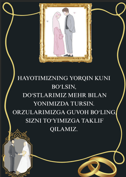 To‘y Taklifnoma   Nikoh To‘y Taklifnomasi      “To‘y” va “Taklifnoma” 2
