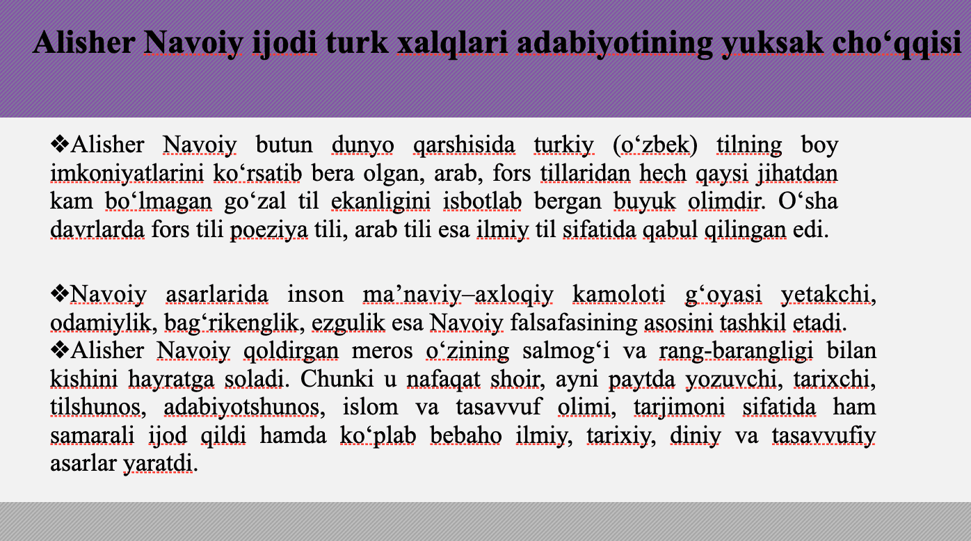 Alisher Navoiy ijodi Turk xalqlari adabiyotining yuksak cho'qqisi 4