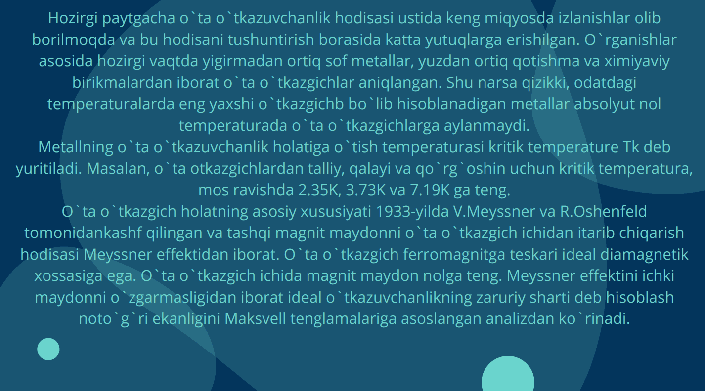 O'TA O'TKAZUVCHANLIK VA UNING KVANTOMEXANIKAVIY TALQINI 2