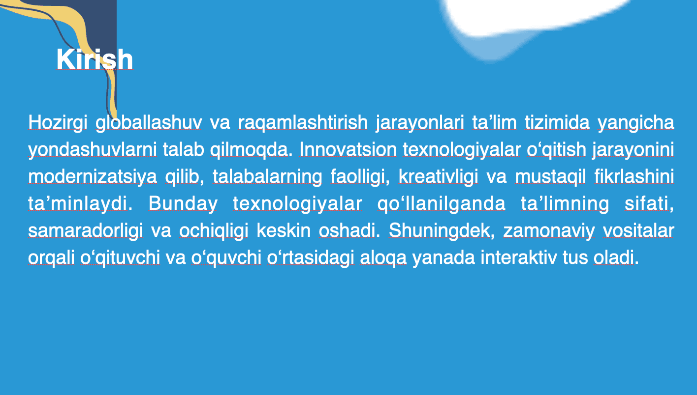 Innovatsion texnologiyalar ta'lim sifatini oshirish manbai sifatida 3