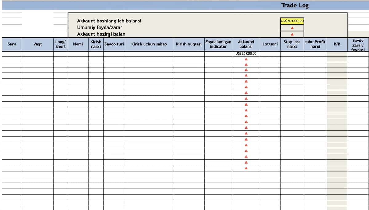 Professional Trading Journal 1