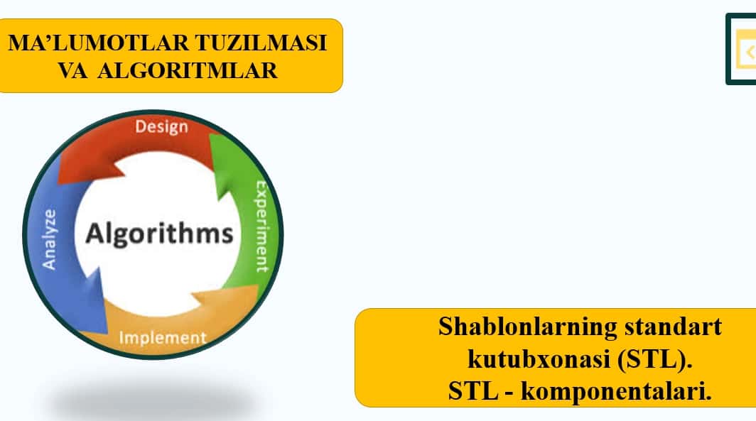 Shablonlarning standart kutubxonasi (STL).  STL - komponentalari 1