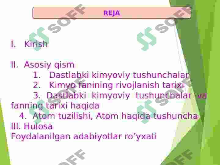 KIMYO FANINING RIVOJLANISH TARIXI PAYDO BO’LISHI MAQSADI. 2