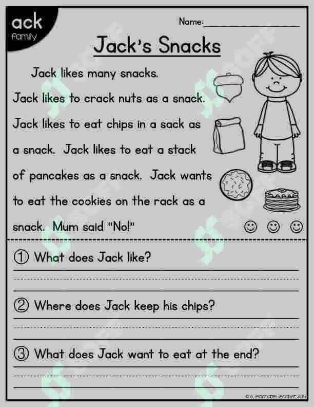 Short Vowel Passages reading elementary with activities 3