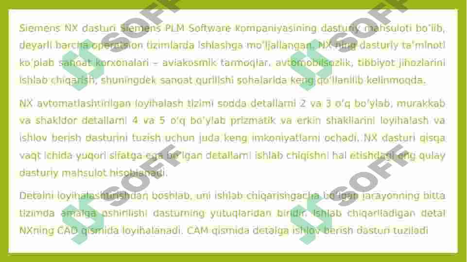 Siemens NX haqida ma'lumot 2
