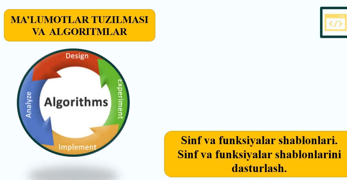 Sinf va funksiyalar shablonlari.  Sinf va funksiyalar shablonlarini dasturlash. 1