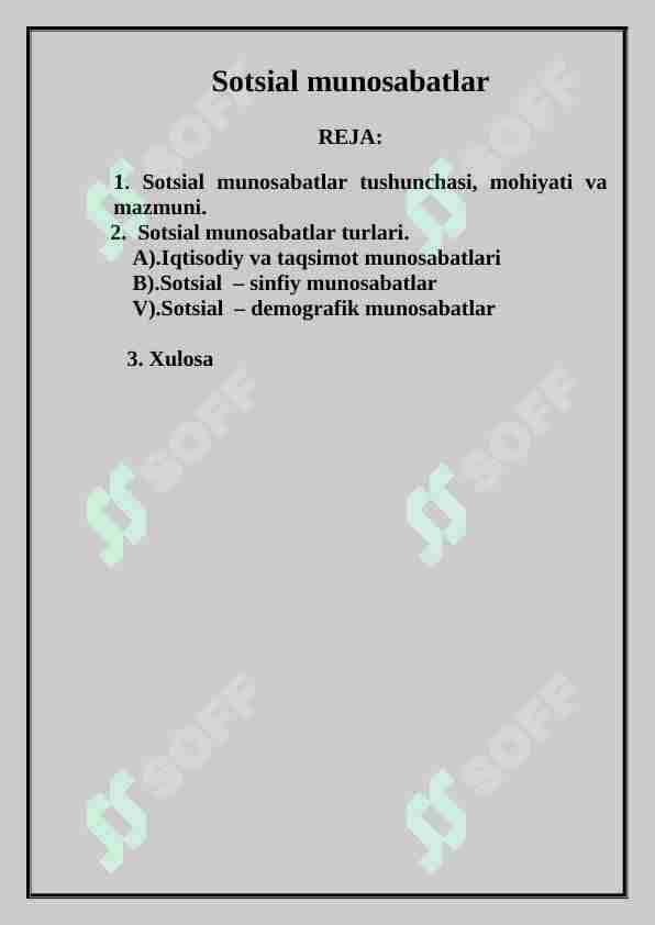 Sotsial munosabatlar