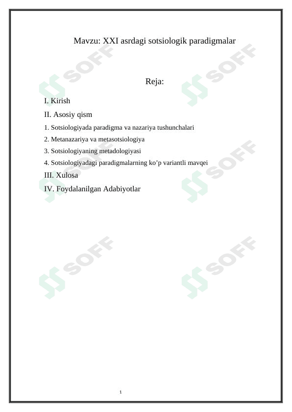 XXI asrdagi sotsiologik paradigmalar 1