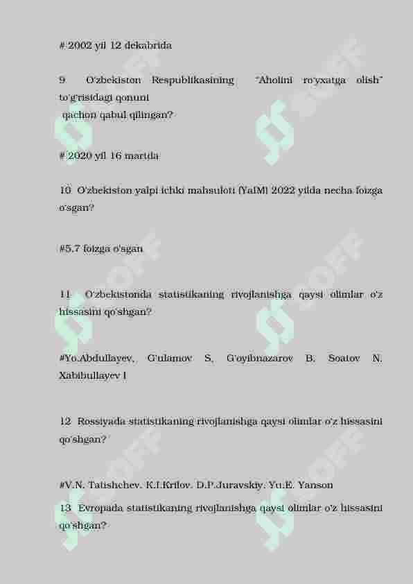 STATISTIKA VA EKONOMETRIKA FANIDAN 100 ta savolga javob 2