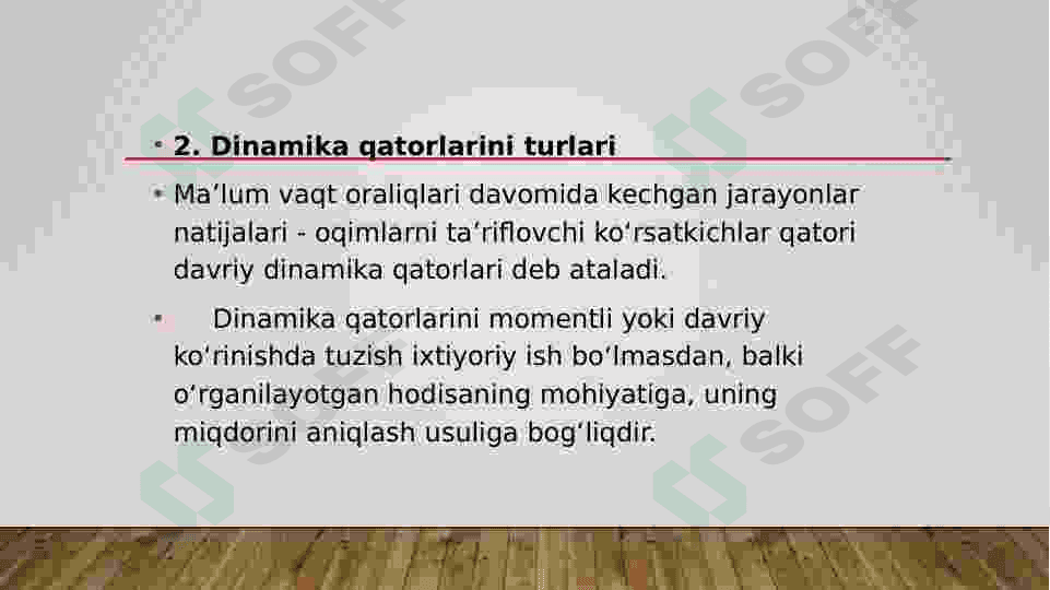 Rivojlanish qonuniyatlarini oʻrganishda dinamika qatorlari ahamiyati. 7