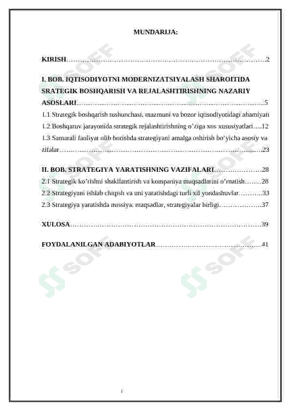 Strategiya yaratishning vazifalari 2