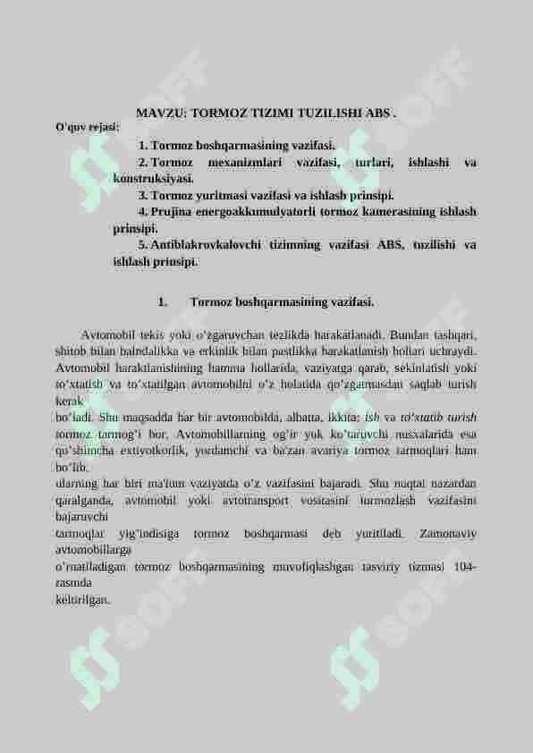 Tormoz tizmi ABS 2