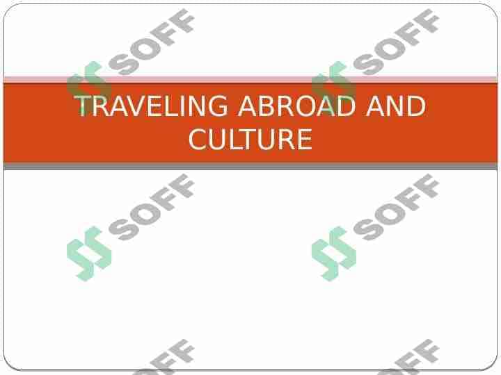Travelling abroad and culture 1