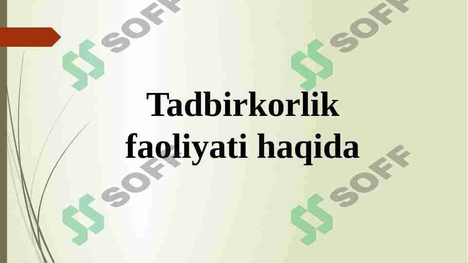 Tadbirkorlik faoliyati haqida 1