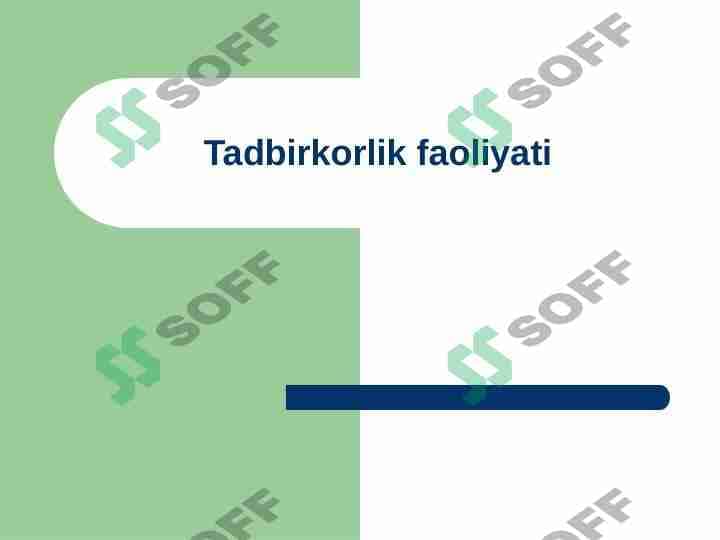 Tadbirkorlik faoliyati 1