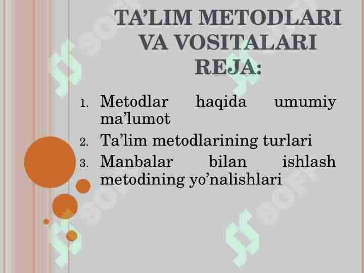 Ta’lim metodlari va vositalari 1