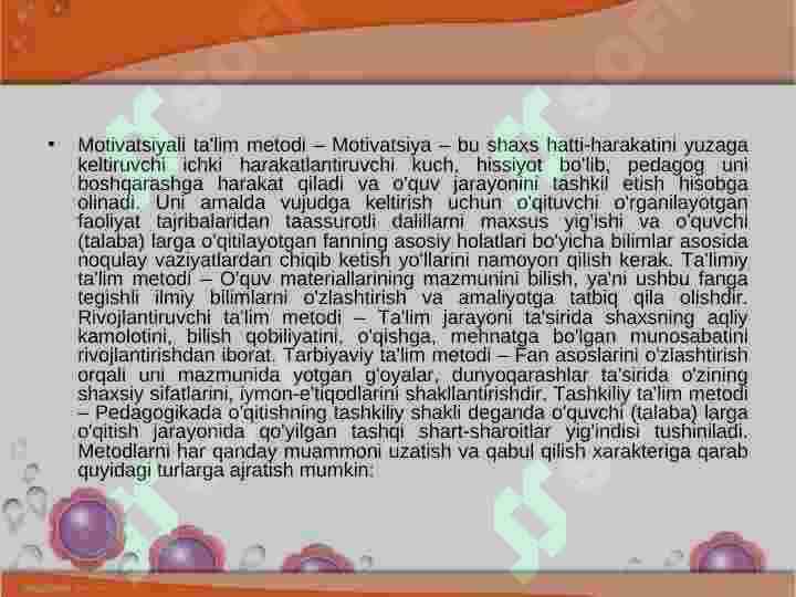 Maxsus fanlarni o’qitish jarayonida ta’lim metodlari 3