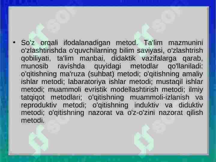 Maxsus fanlarni o’qitish jarayonida ta’lim metodlari 4