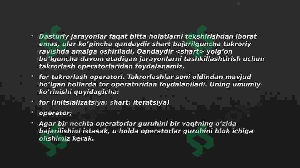 Takrorlash operatorlari c# 3