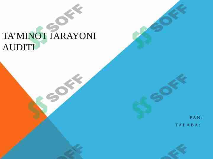 Ta’minot jarayoni auditi 1