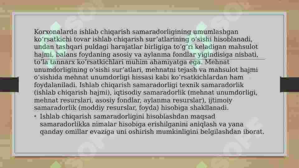 Iqtisodiyotda ish samaradorligi. Iqtisodiy omillarni tasiri. Inqiroz 6