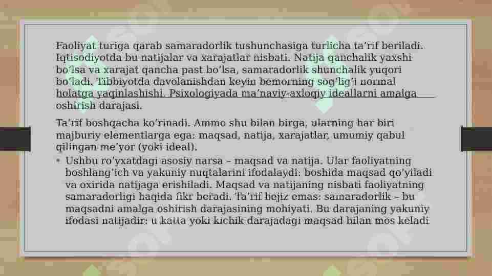 Iqtisodiyotda ish samaradorligi. Iqtisodiy omillarni tasiri. Inqiroz 7