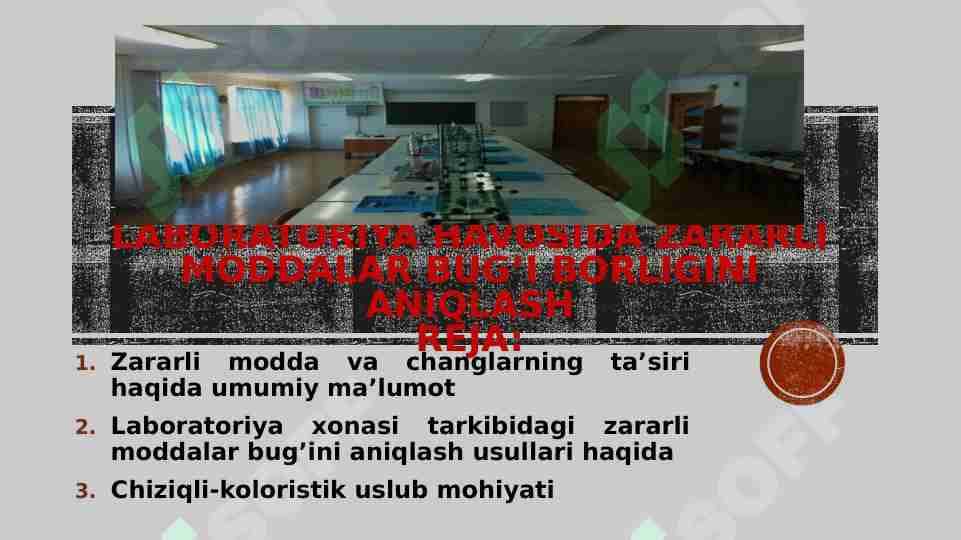 Laboratoriya havosida zararli moddalar bugʼi borligini aniqlash 1