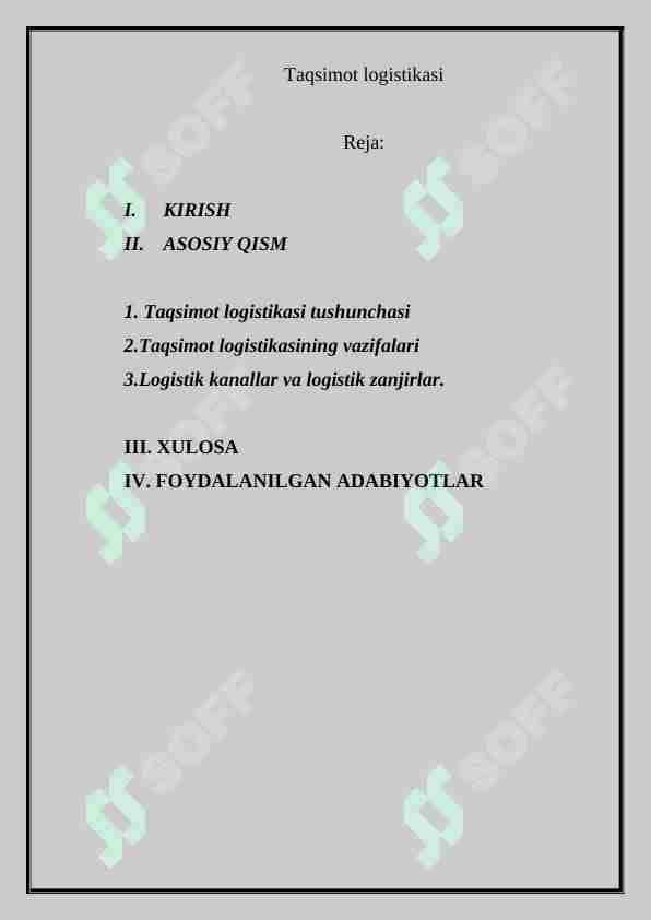 Taqsimot logistikasi 1