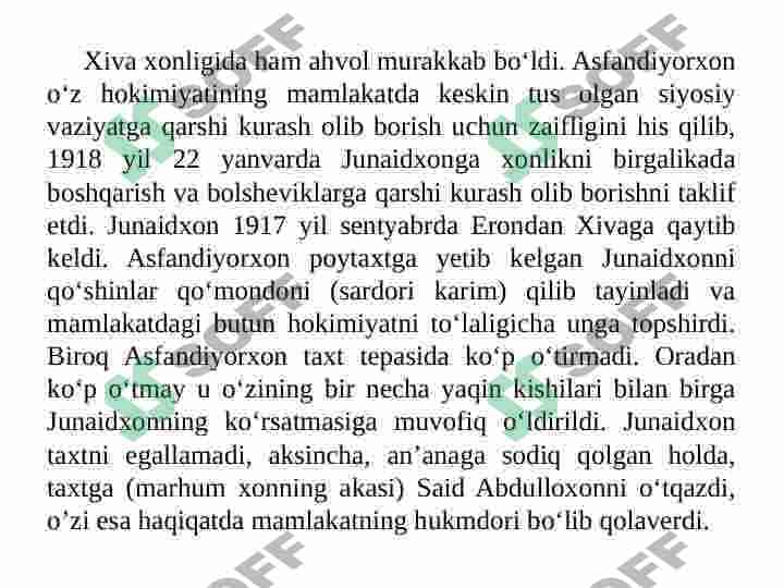 O‘rta Osiyoning chor Rossiyasi boshqaruvi davridagi  tarixiy geografiyasi. 1917-1924 yillarda Turkiston 7