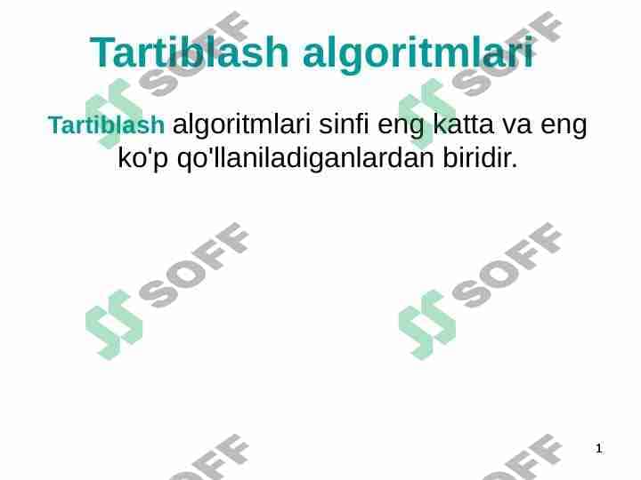 Tartiblash algoritmlari 1