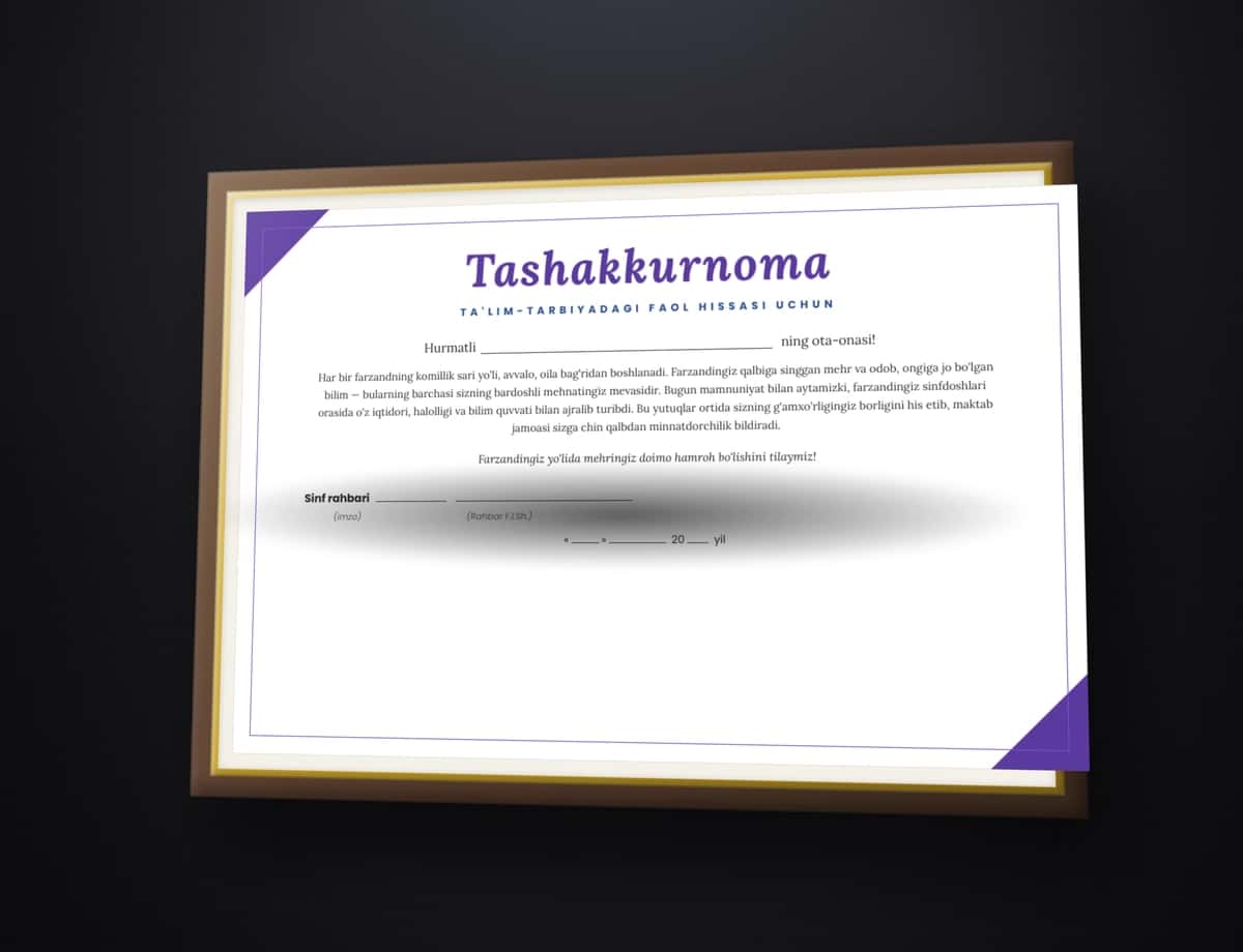 Tashakkurnoma 1