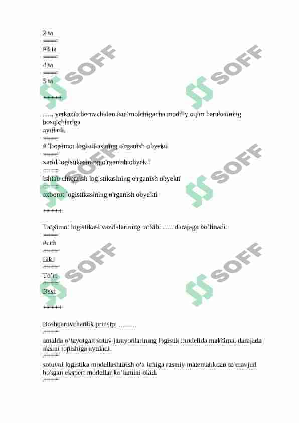 LOGISTIKA FANIDAN TESTLAR 8
