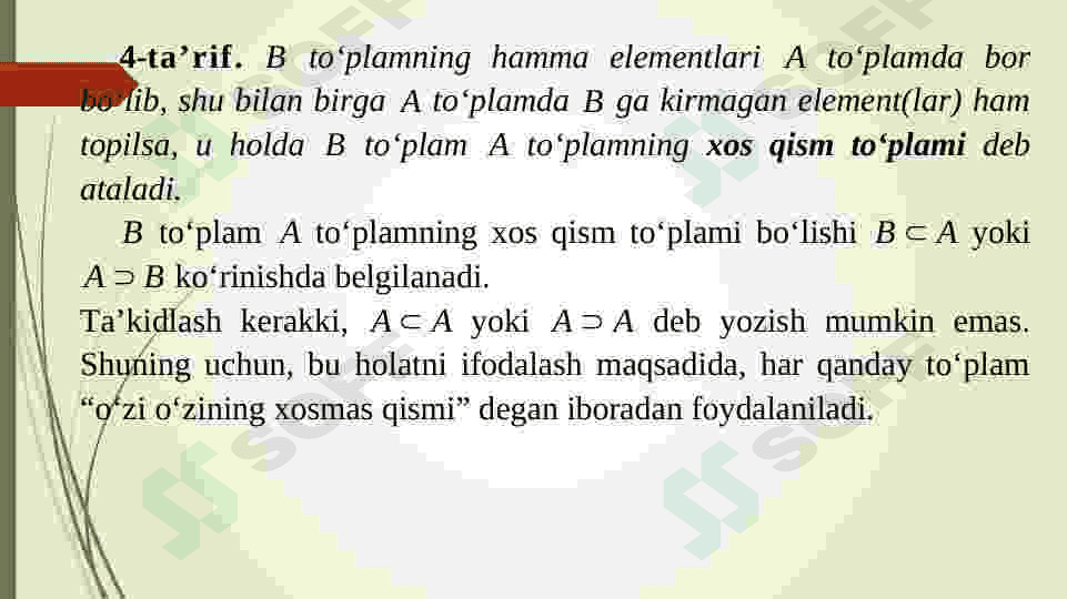 To‘plamlar va ular ustida amallar 8