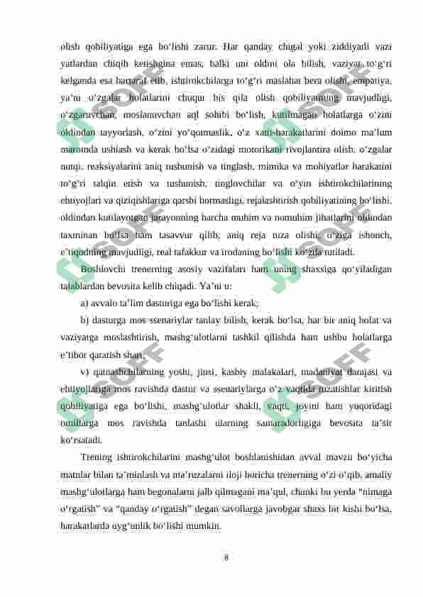 Trenerning shaxsiy sifatlari 8