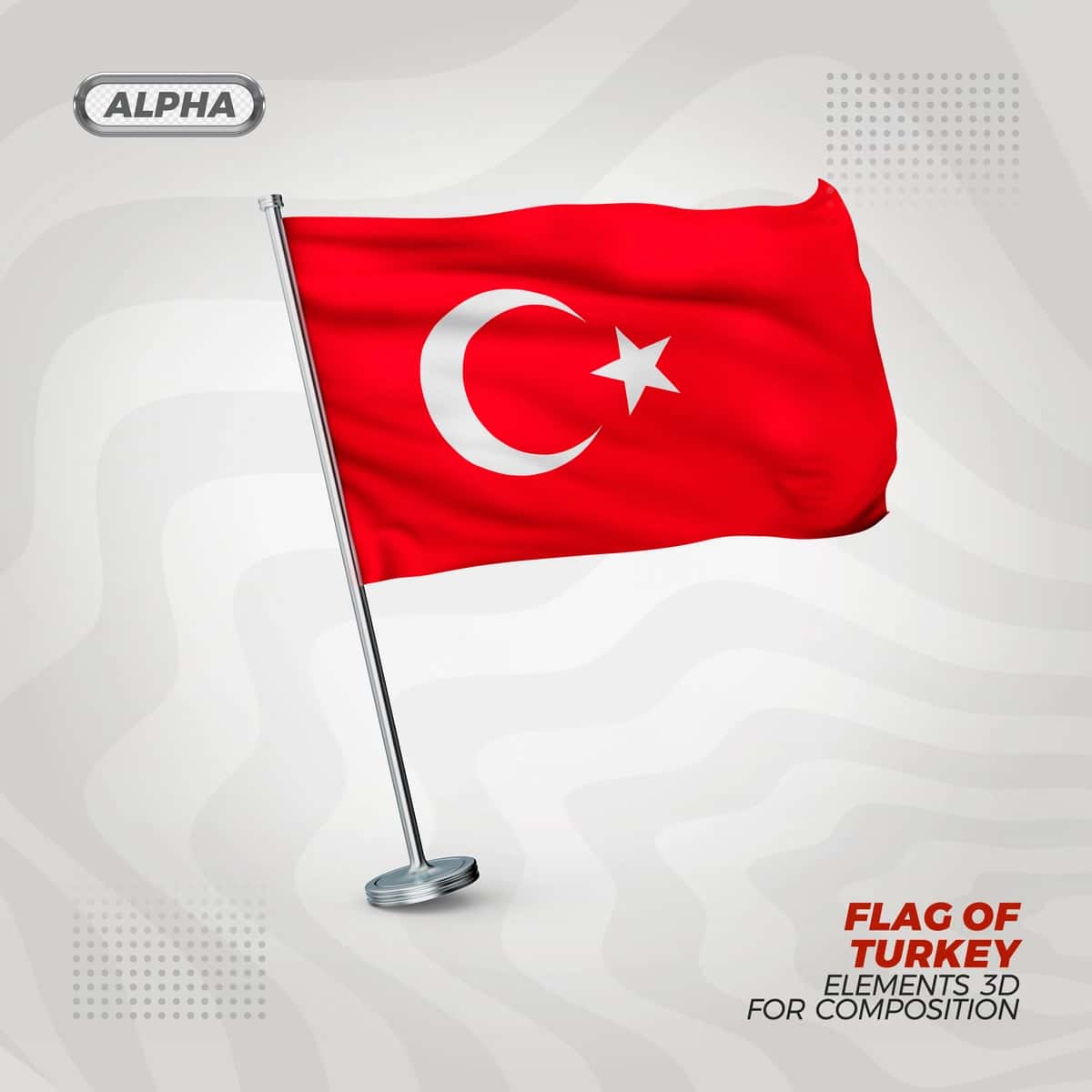 Turkiyaning realistik 3D teksturali bayrog'i | Turkey realistic 3d textured flag 1