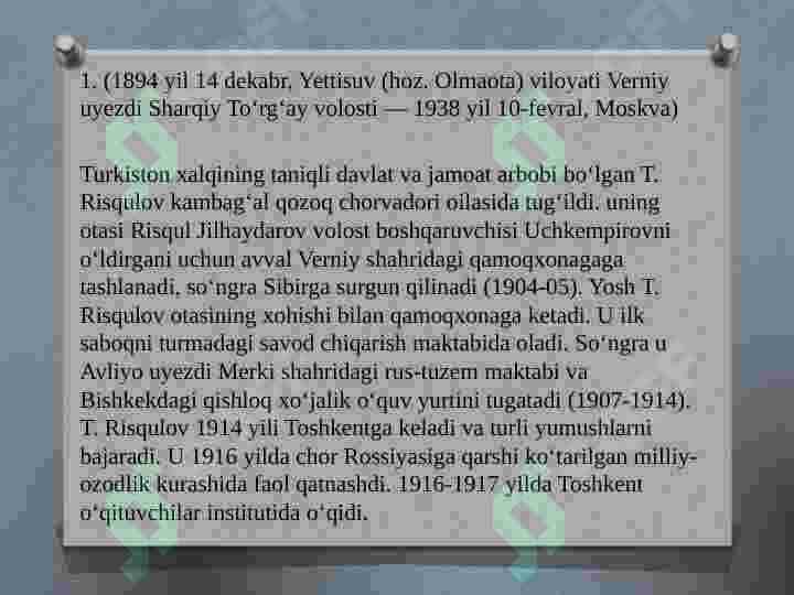 Turor  Risqulov  hayoti  va ijodi 2