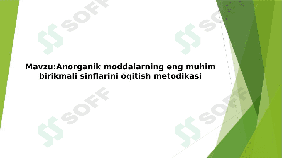 Anorganik moddalarning eng muhim birikmali sinflarini o'qitish metodikasi 1