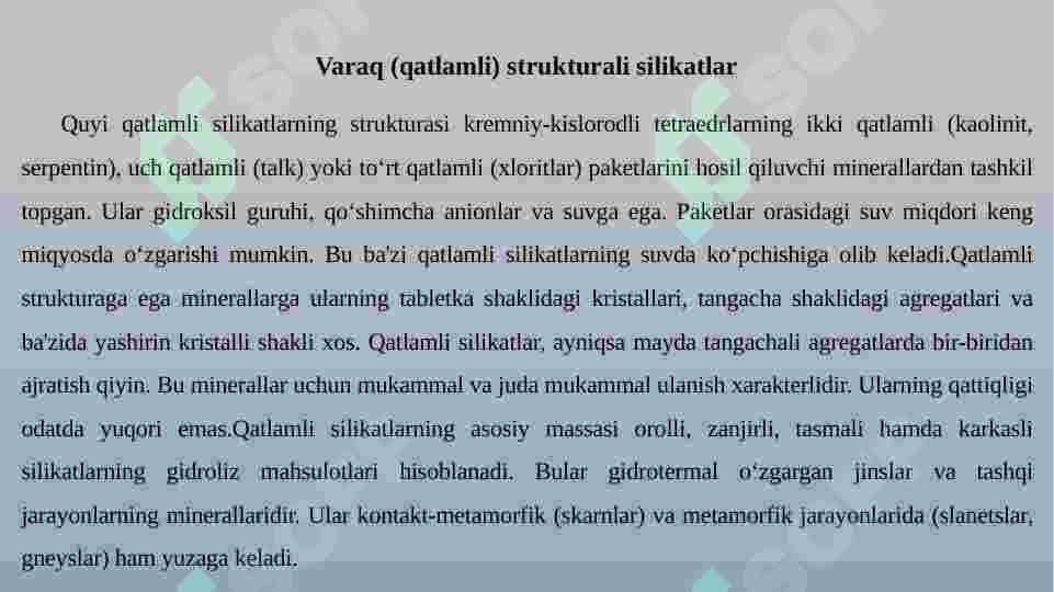 Varaqsimon silikatlar 2