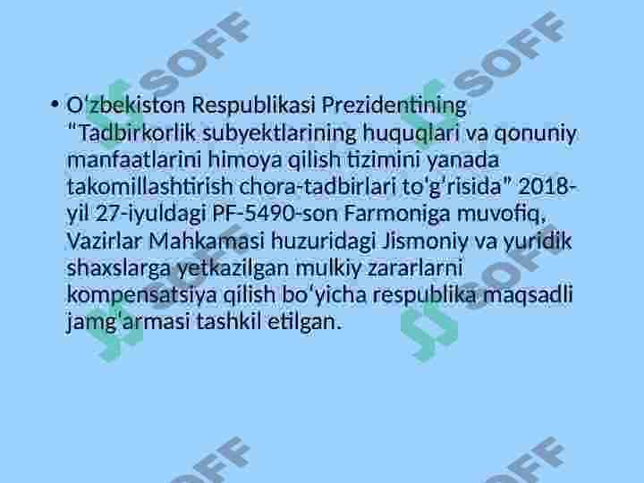 Jismoniy va yuridik shaxslarga yetkazilgan mulkiy zararlarni kompensatsiya qilish jamg'armasi 2