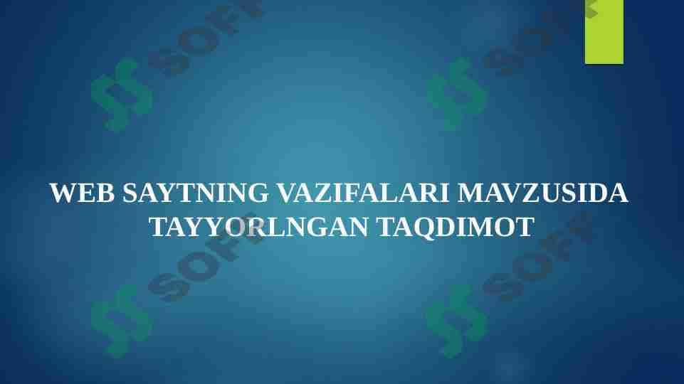 Web saytning vazifalari 1