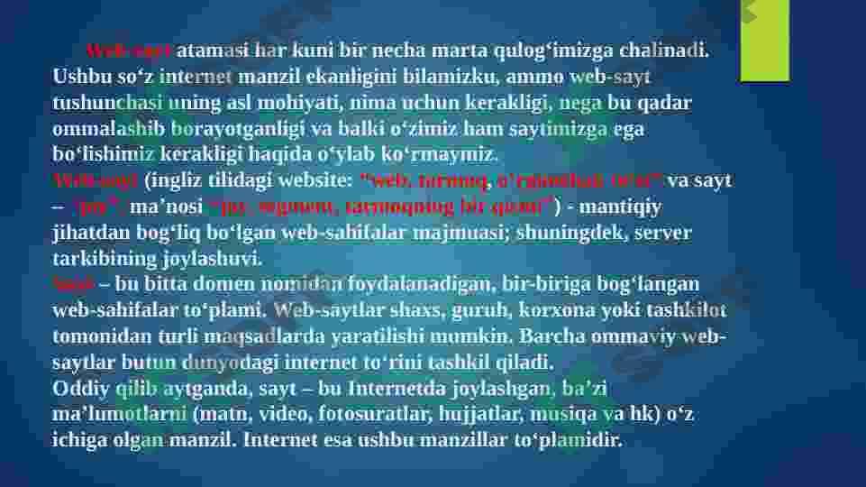 Web saytning vazifalari 3