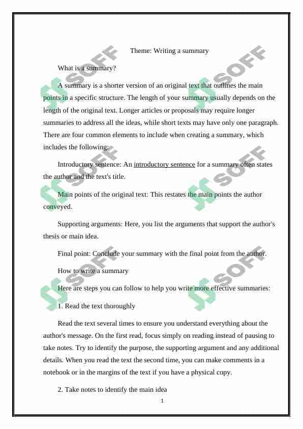 Writing a summary 1