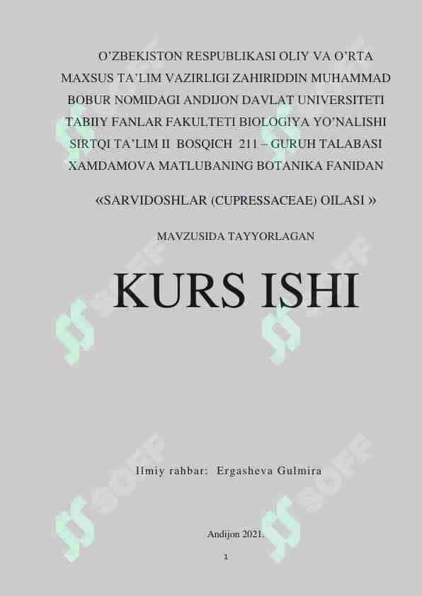 SARVIDOSHLAR (CUPRESSACEAE) OILASI 1