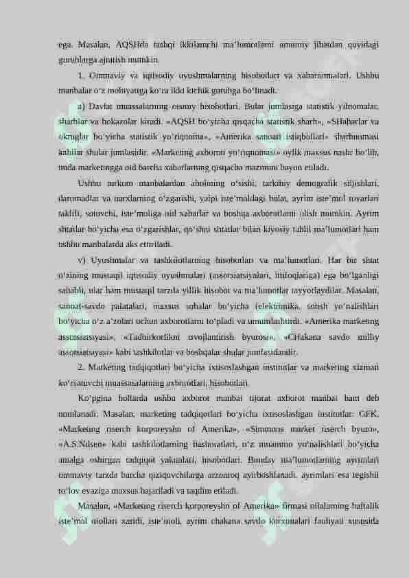 MARKETING TADQIQOTLARI VA AXBOROTLAR TIZIMI 8